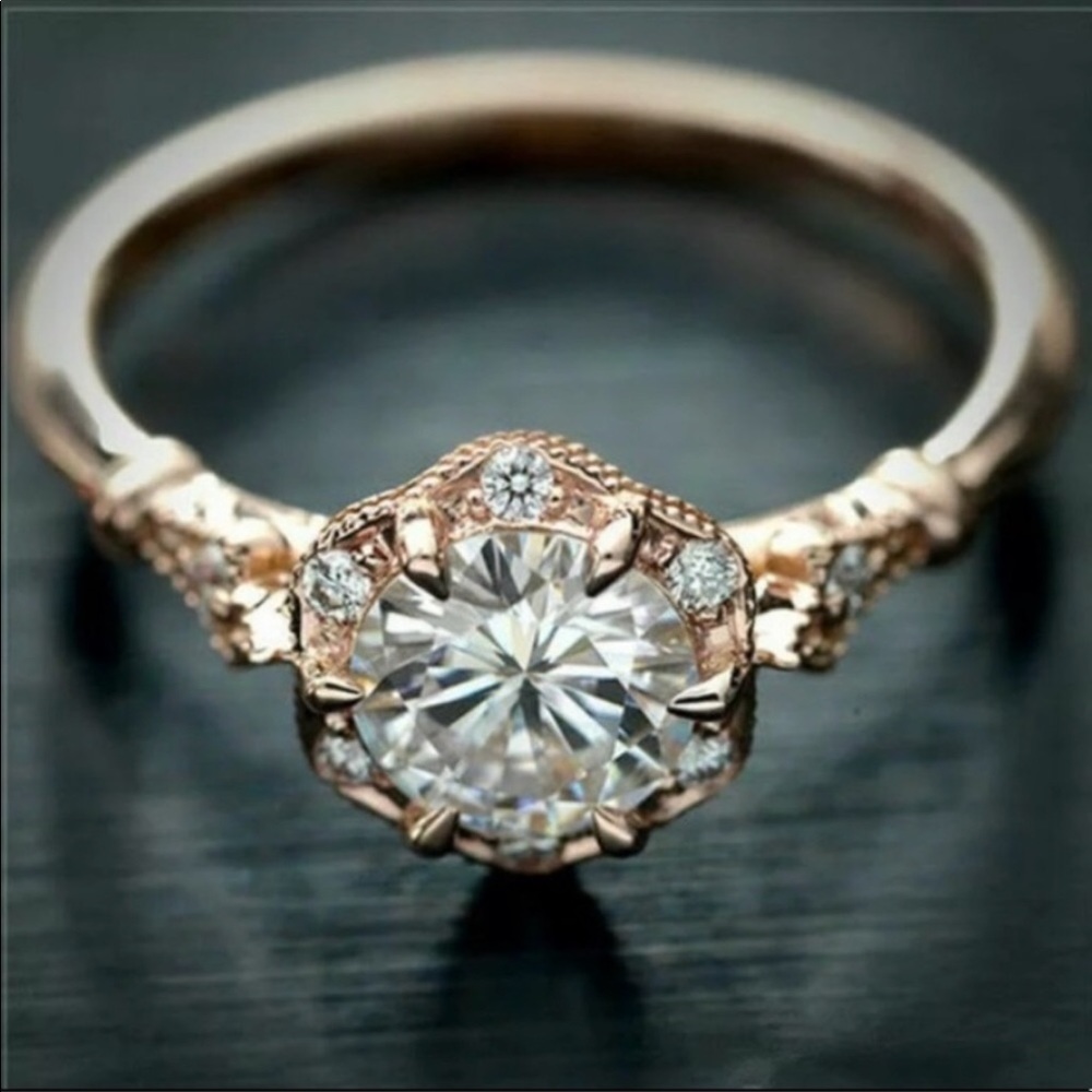 New Rose Gold Filled White Sapphire Ring - Picture 4 of 5